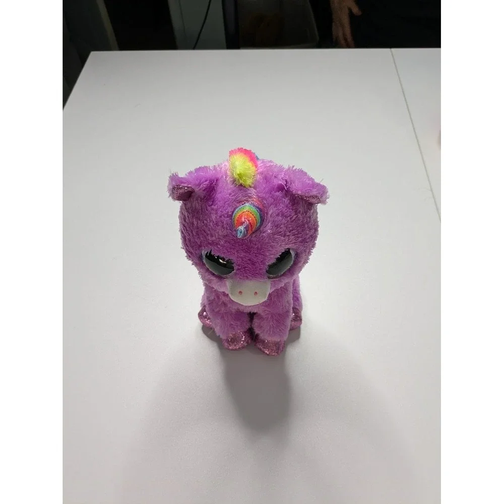 Plush Ty Beanie Boos Rosette Purple Rainbow Horn Medium Stuffed Animal 10